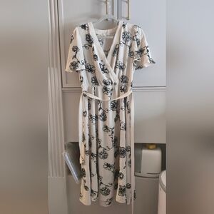 NWOT Floral Wrap Dress in Black and White
